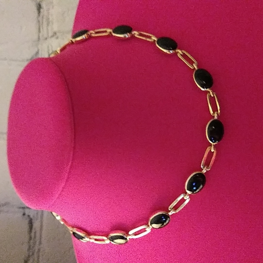 NECKLACE AND 2 BRACELET SET BLACK AND GOLD